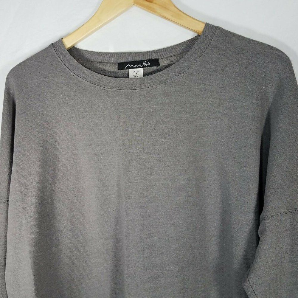 𝅺MIAMI Style Comfy Crewneck Sweatshirt Medium Los Angeles California Gray Pink - Picture 3 of 8